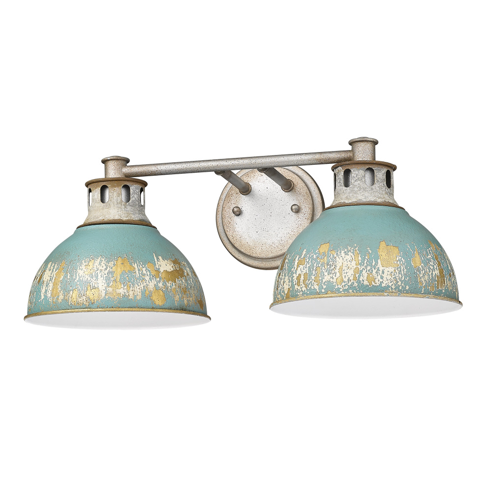 Golden Lighting Kinsley 2-light Vanity in Antique Teal shade
